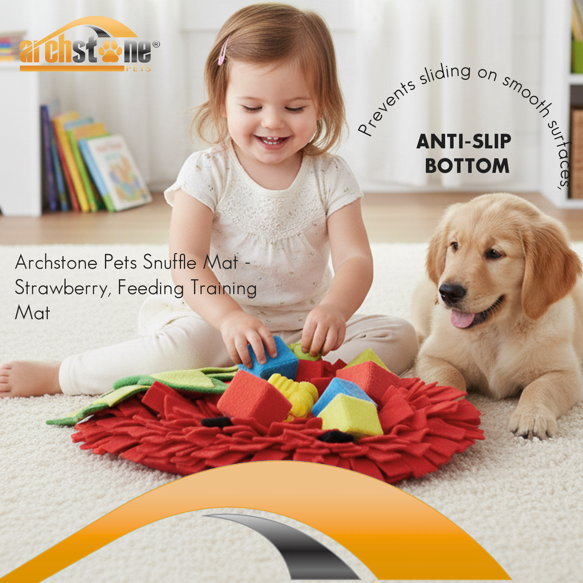 Archstone Collections – wholesale Pet food mat – Dog – Archstone Pet Snuffle Mat - Strawberry, Feeding Training Mat2