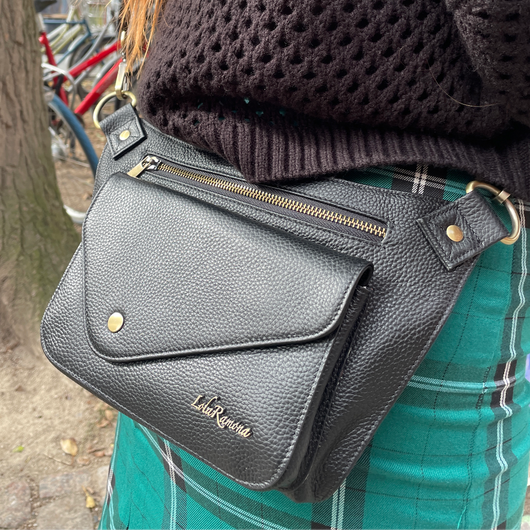 Lola Ramona - Wholesale Belt Bag - Women's - Harper Black Leather - Belt Bag1