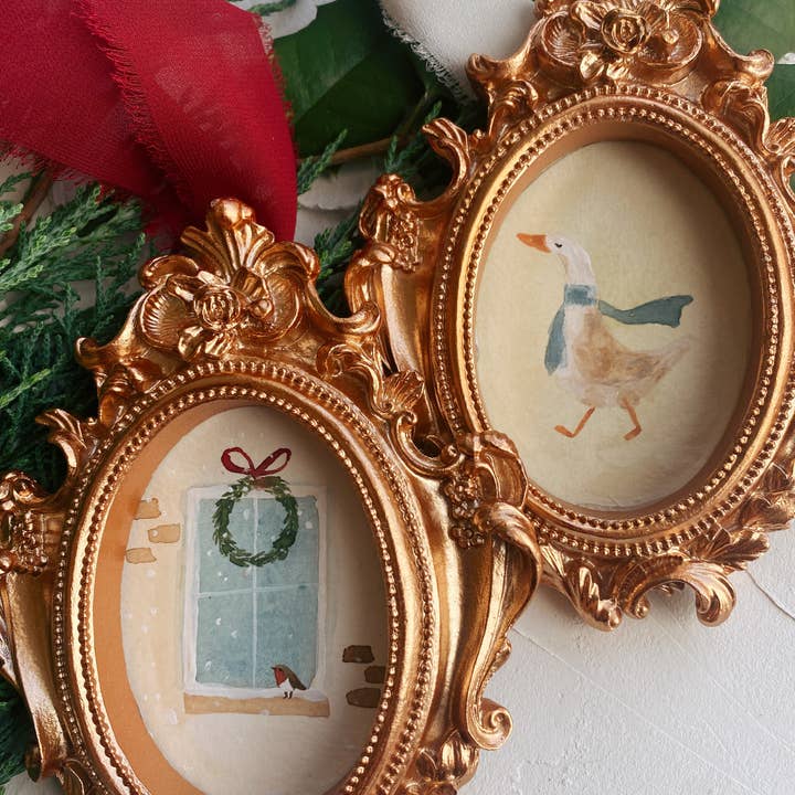Tessa Jane Media - Wholesale Ornament - Vintage Style Christmas Ornaments (gold framed)