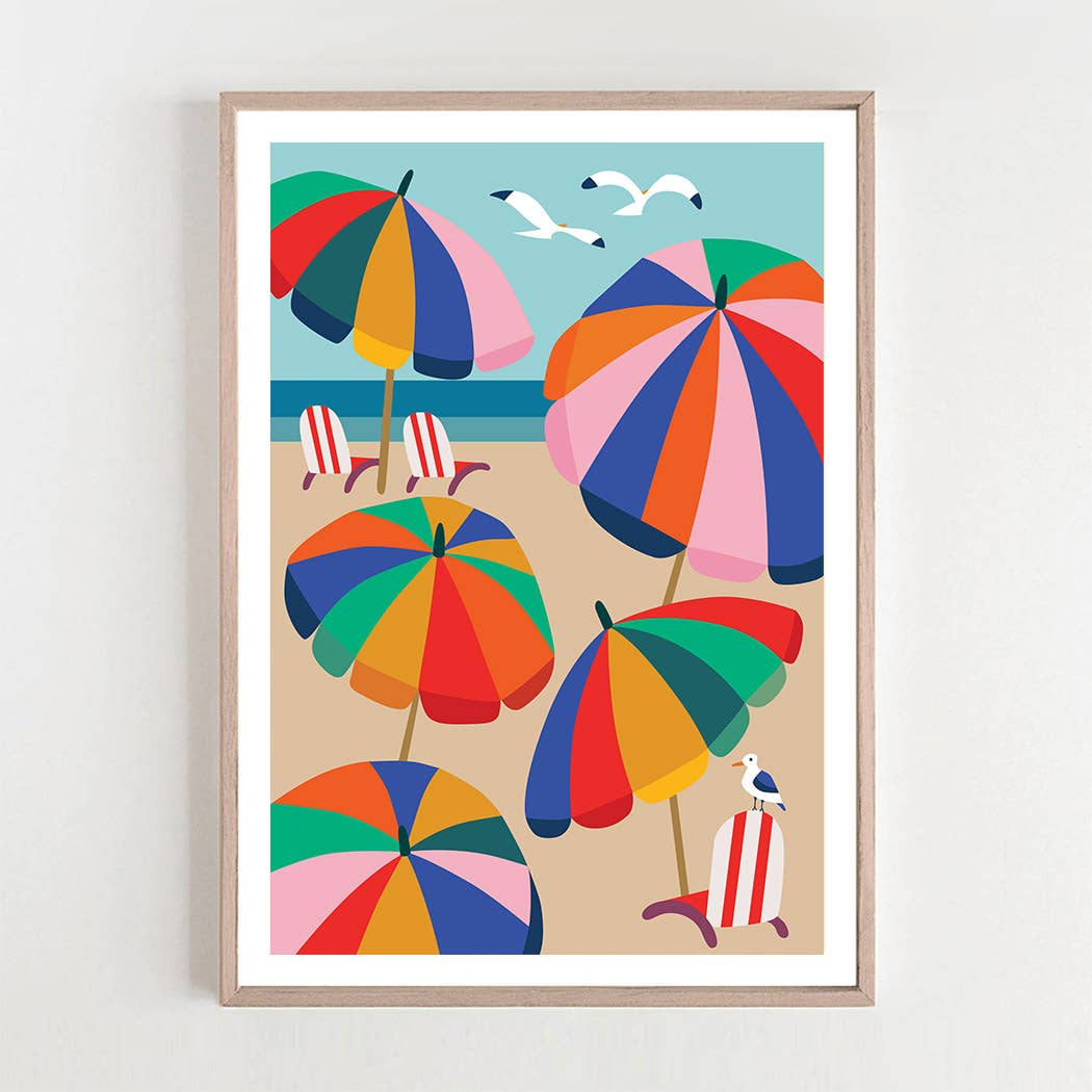 3 Birdies Studio - Wholesale Art print - Beach Umbrella Art Print1