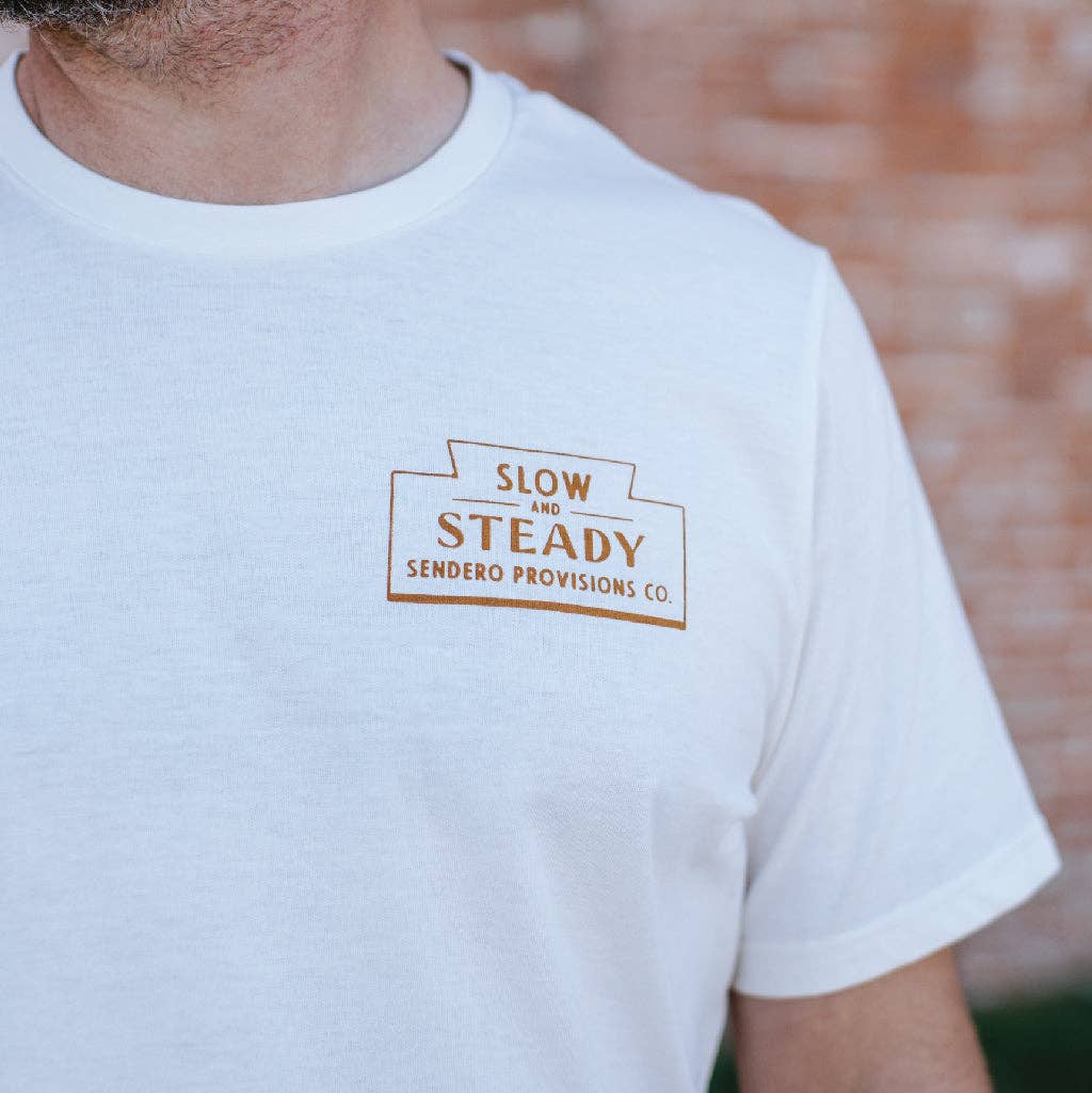 Vintage White Slow & Steady T-Shirt for wholesale on Faire4