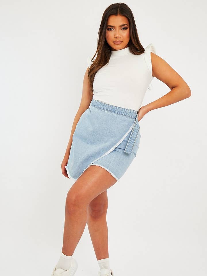 Hellblauer Denim-Minirock mit Wickelring - Hestia für den Großhandel von Rebellious Fashion