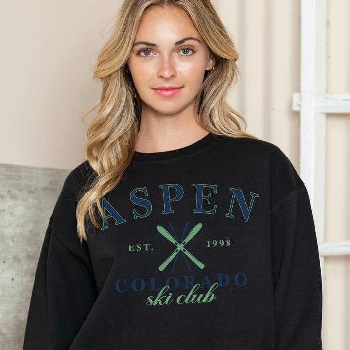 Kvinder Colorado Grafisk Print Ensfarvet Sweater Top for engroshandel hos Amused by Blue