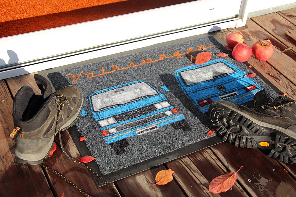 VW Collection by BRISA - Wholesale Door Mat - VW T3 Bus Home Camper Doormat, 70x50cm - Front & Back/BL1