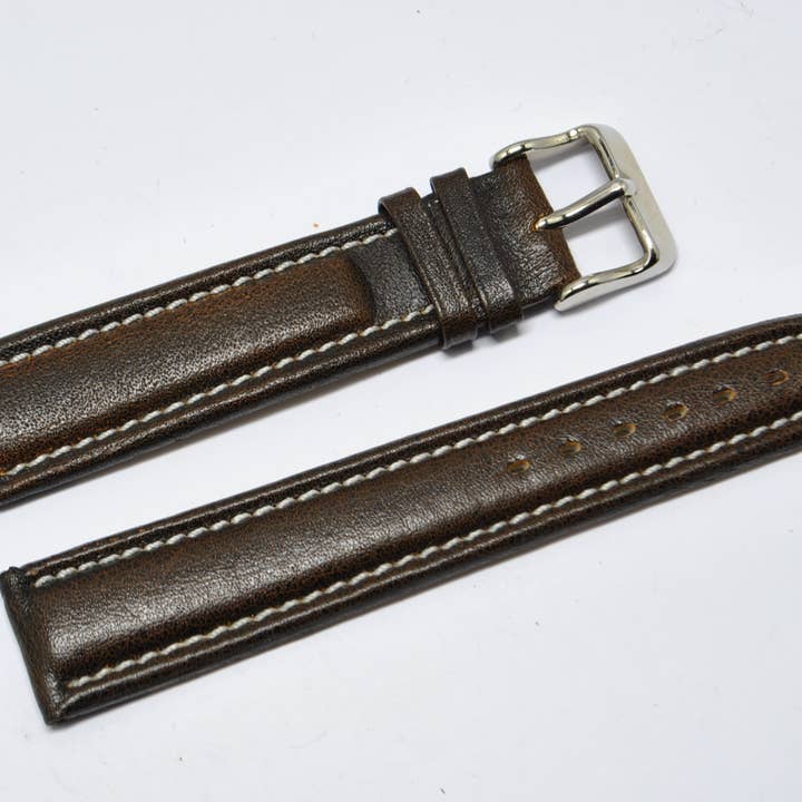 20mm smooth brown leather watch strap for wholesale by BRACELETS MONTRE ACH