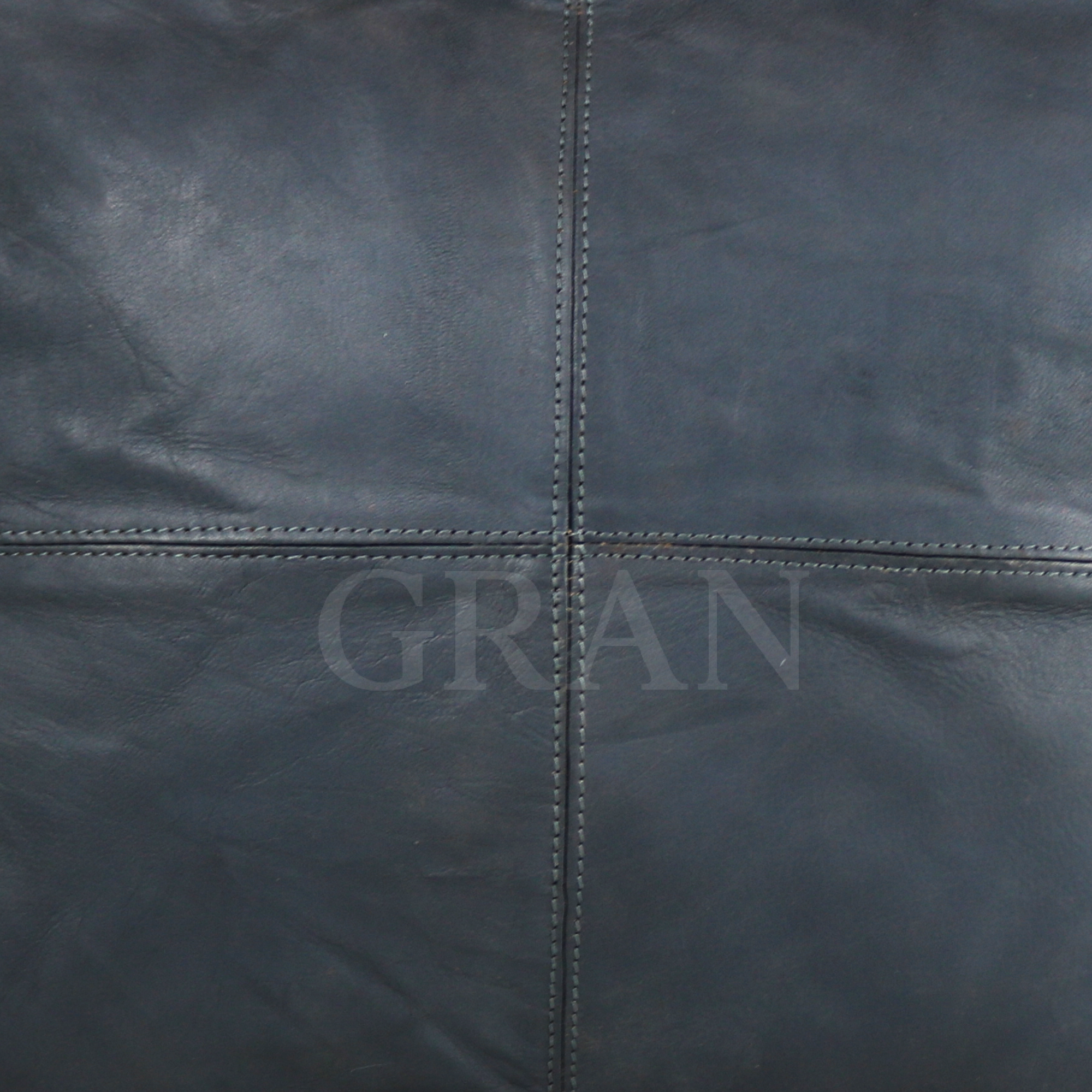Gran Wholesale - Wholesale Pouf - Handmade Moroccan Square Leather Pouf Dark Gray - Unstuffed4