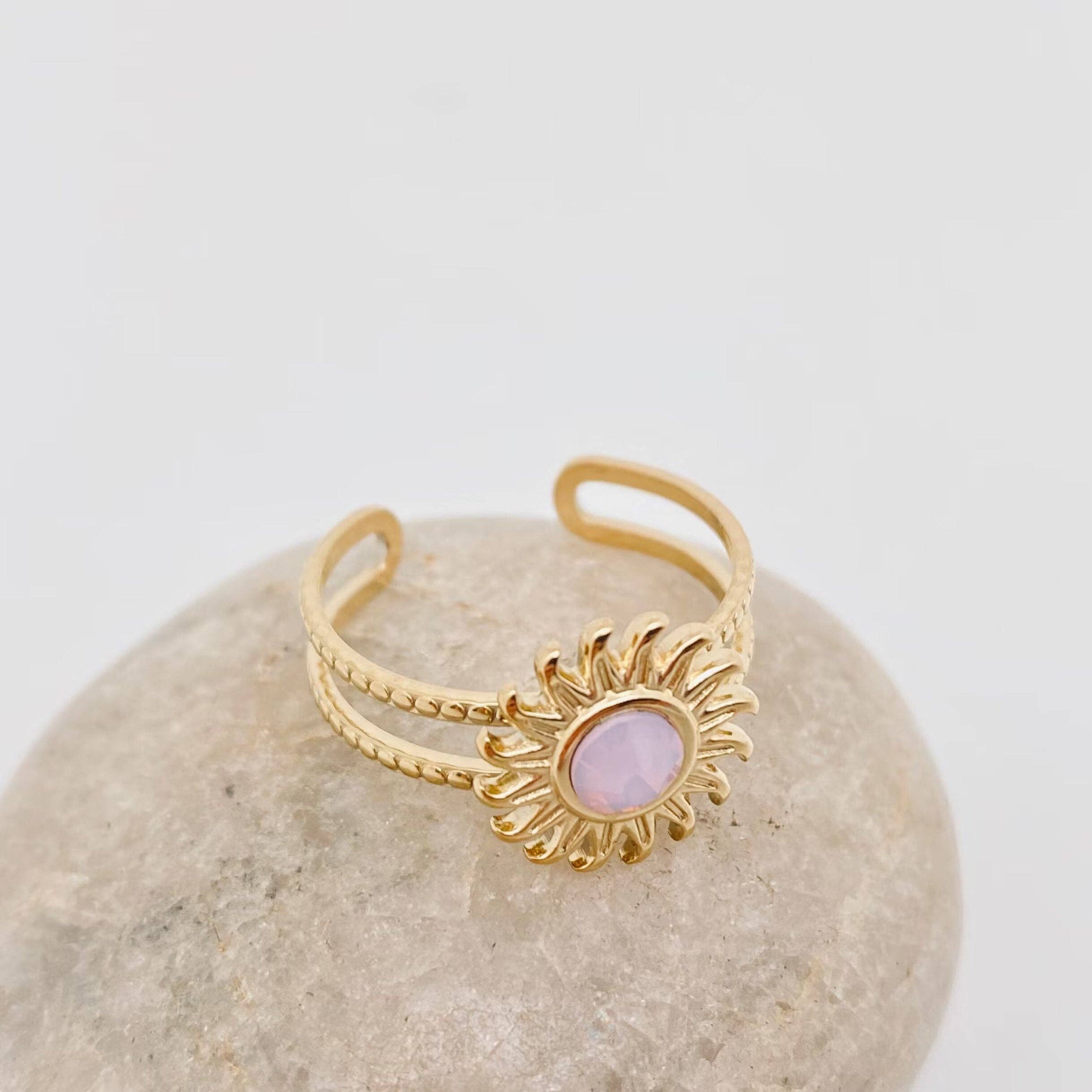 Mio Queena - Wholesale Single Stone/Solitaire Ring - Stainless Steel Inlaid  Stone Gold-plated Rings - FGS/CS7