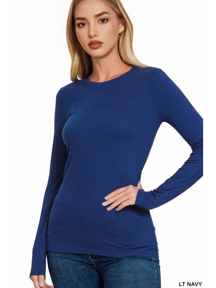 42POPS - Wholesale Knit Top - Women's - ,.0731 Microfiber Long Sleeve Tee SI-249051