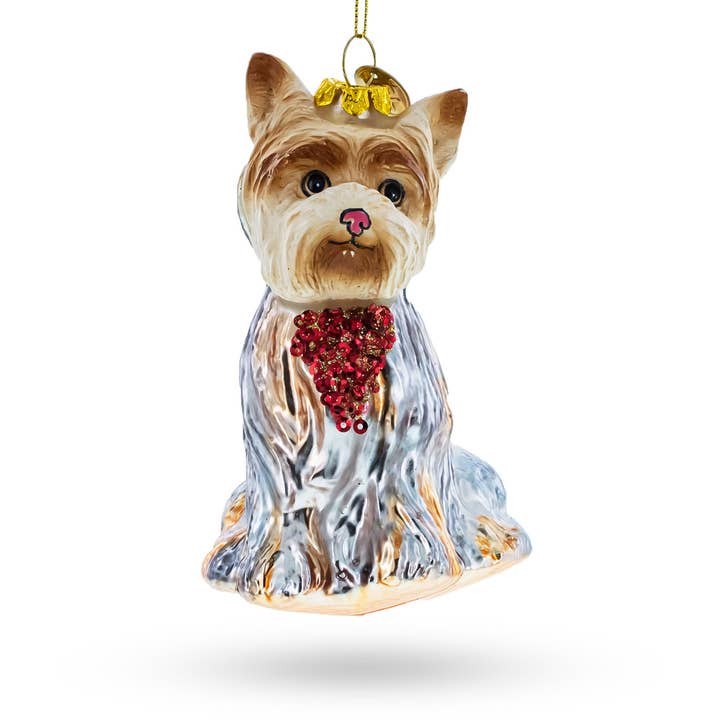 BestPysanky - Vente Objets de décoration - Ornement de Noël en verre Yorkshire Terrier1