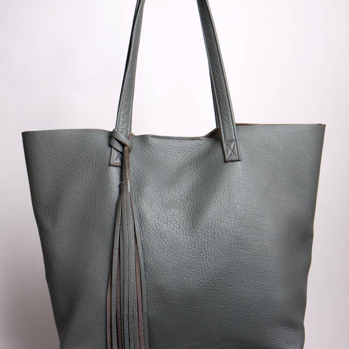 Juliette Gray Italian Leather Shopper for wholesale by Viva Bags of California
