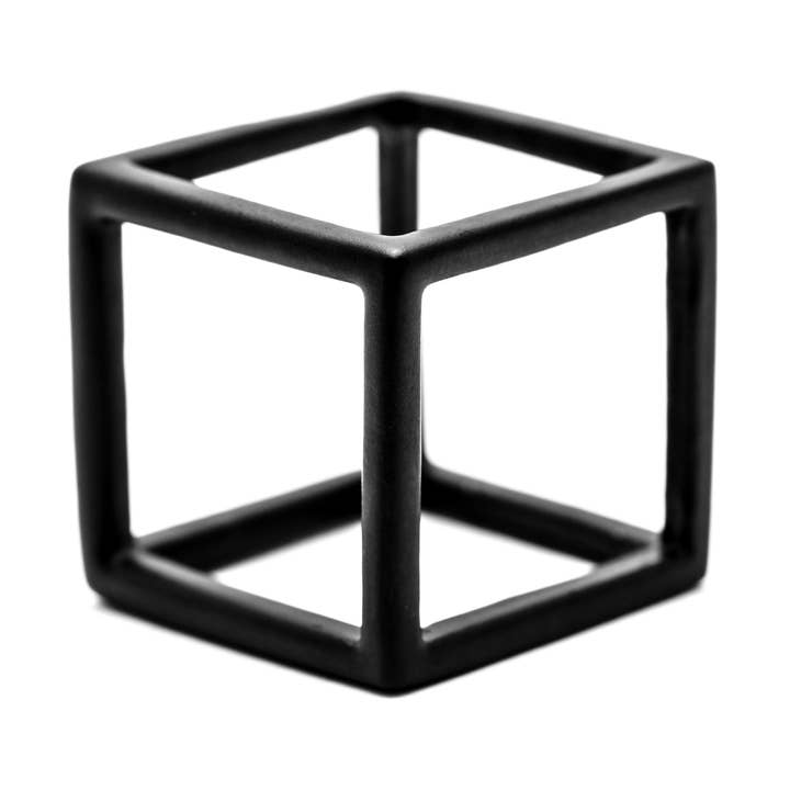 Open Cube Matte Statement Ring in Zwart en Wit voor wholesale door Locked and Layered