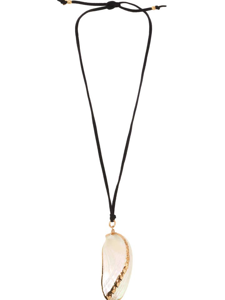 Iridescent Mussel Shell Pendant Necklace for wholesale by Ettika
