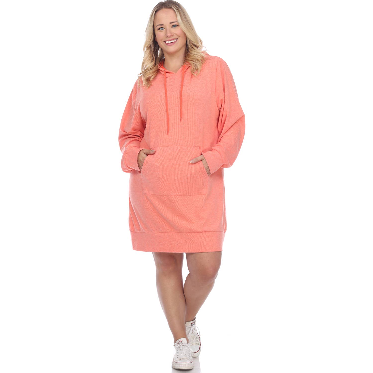 WHITE MARK – wholesale Dress – Women's – Plus Size Hoodie Sweatshirt Dress1