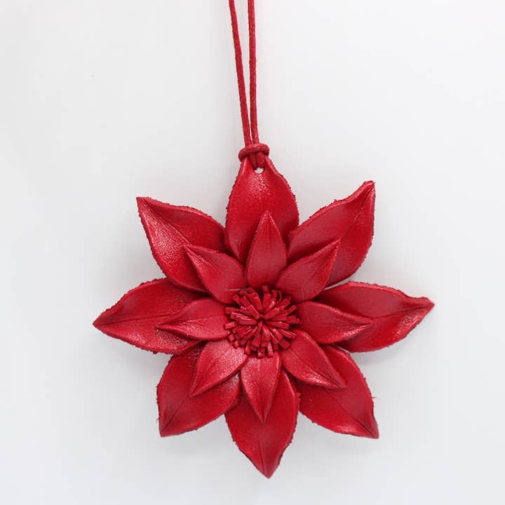 läderblomma julstjärna prydnader julgransdekoration för wholesale av Sunflower Handmade leather inc