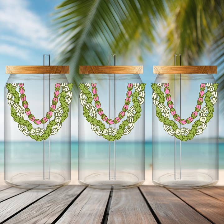 Aloha Collectives - Wholesale Drinking Glass/Cup - Pikake Lei Cup, 16oz 0