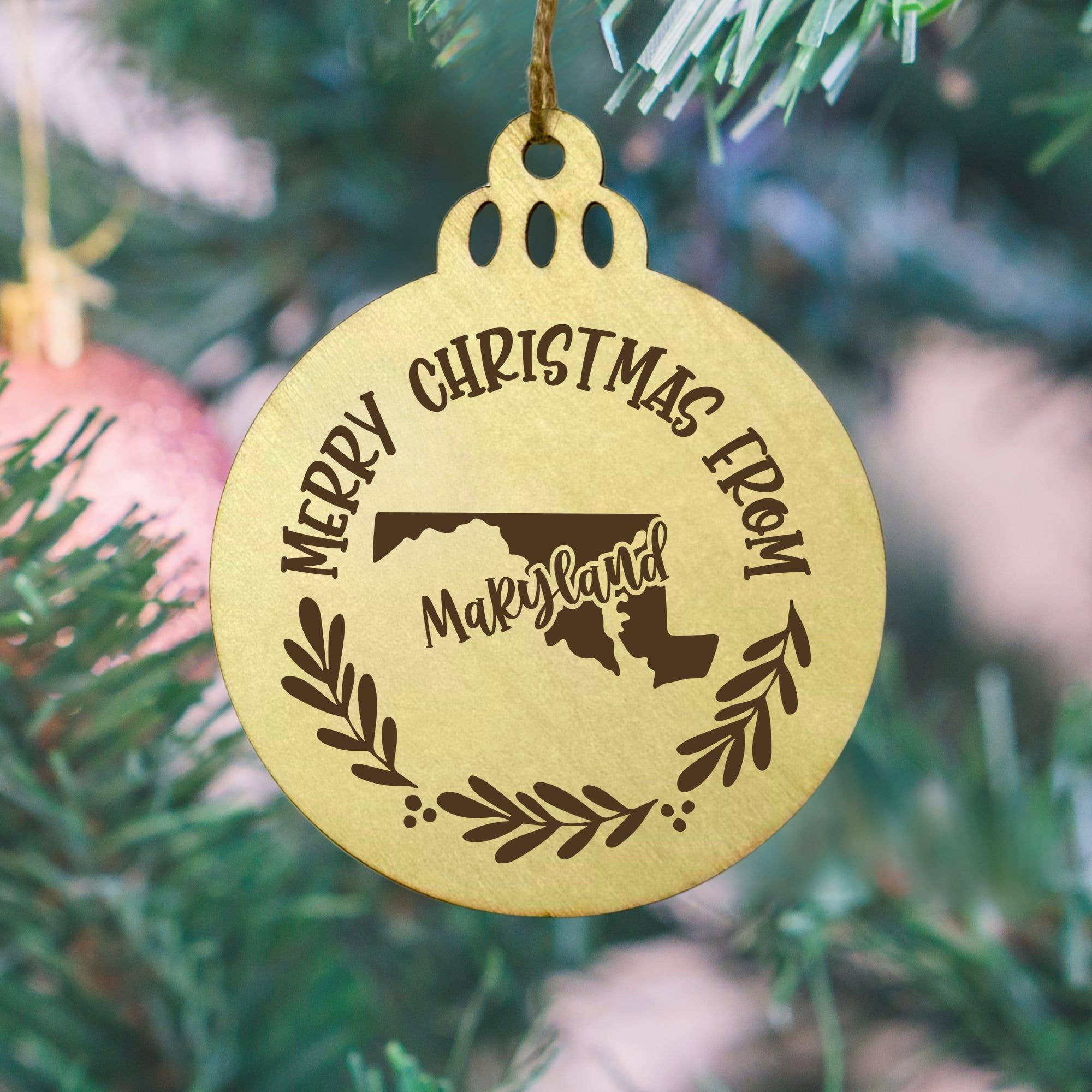 Mermaid of Hilton Head – wholesale Ornament – Merry Christmas from Maryland Wooden Ornament – 3" Round0