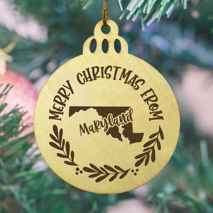 Mermaid of Hilton Head – wholesale Ornament – Merry Christmas from Maryland Wooden Ornament – 3" Round0