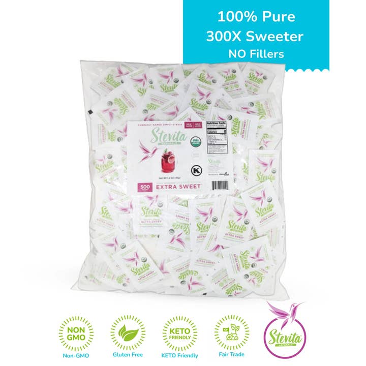 Stevita Naturals - Wholesale Sugar/Sweetener - Stevita Extra Sweet Organic Stevia 500 Pkt, Bulk Bag