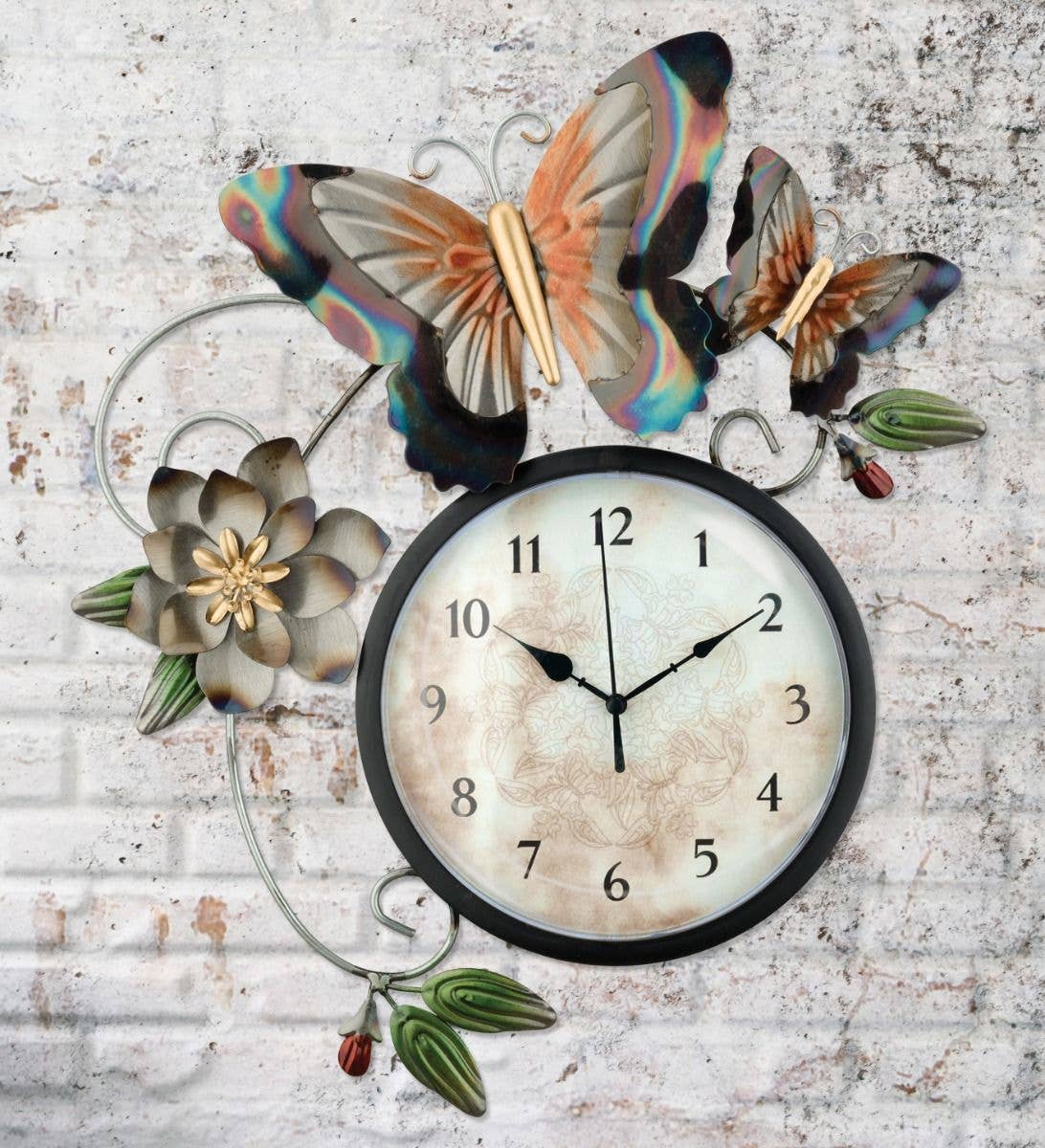 Regal Art & Gift - Wholesale Wall Clock - Clock - Metallic Butterfly1