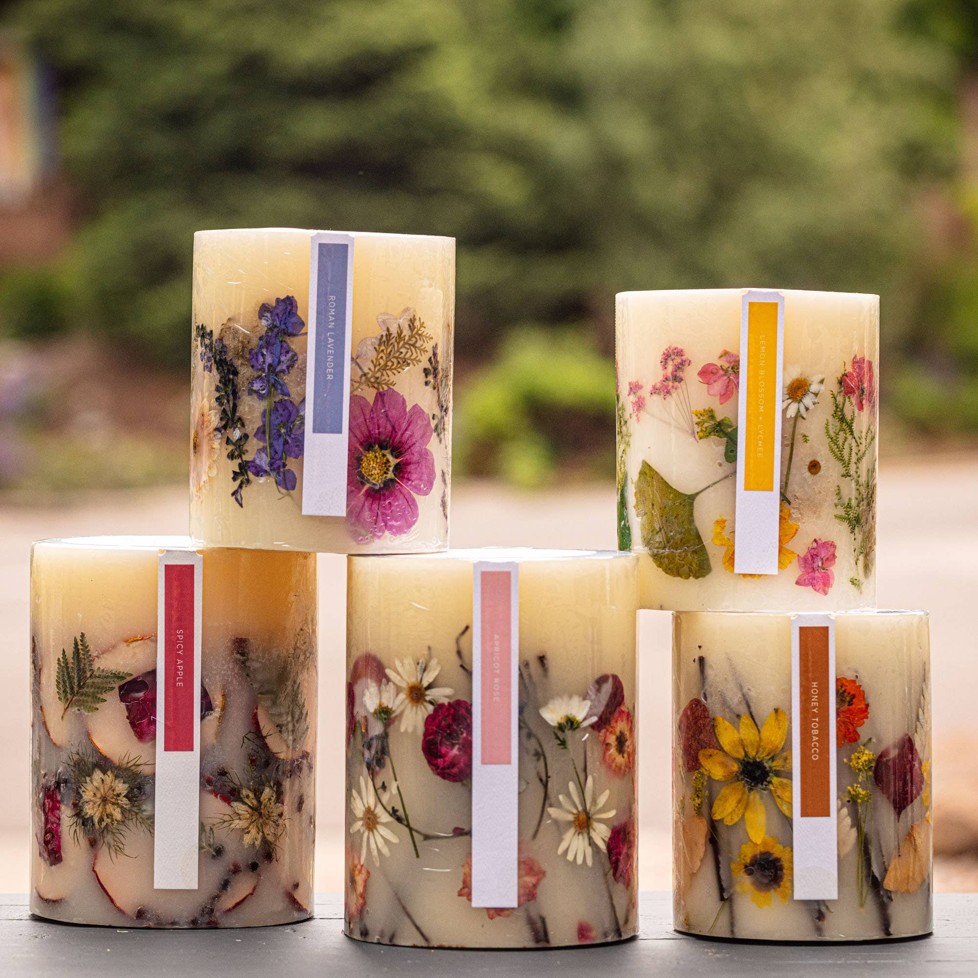 Rosy Rings - Wholesale Pillar Candle - Roman Lavender Small Round Botanical Candle5