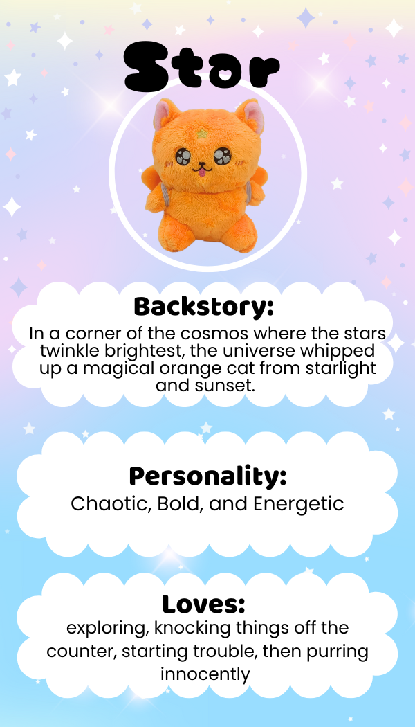 Magical Girl Bella – Großhandel Kuschel-/Plüschtier – Kind & Baby – Star die orange Katze - Plüschfigur mit magnetischem Sockel & Trageclip2