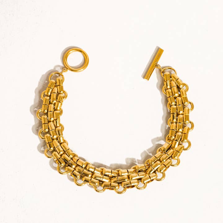 Donni 18K Gold Non-Tarnish Bold Weave Bracelet for wholesale on Faire