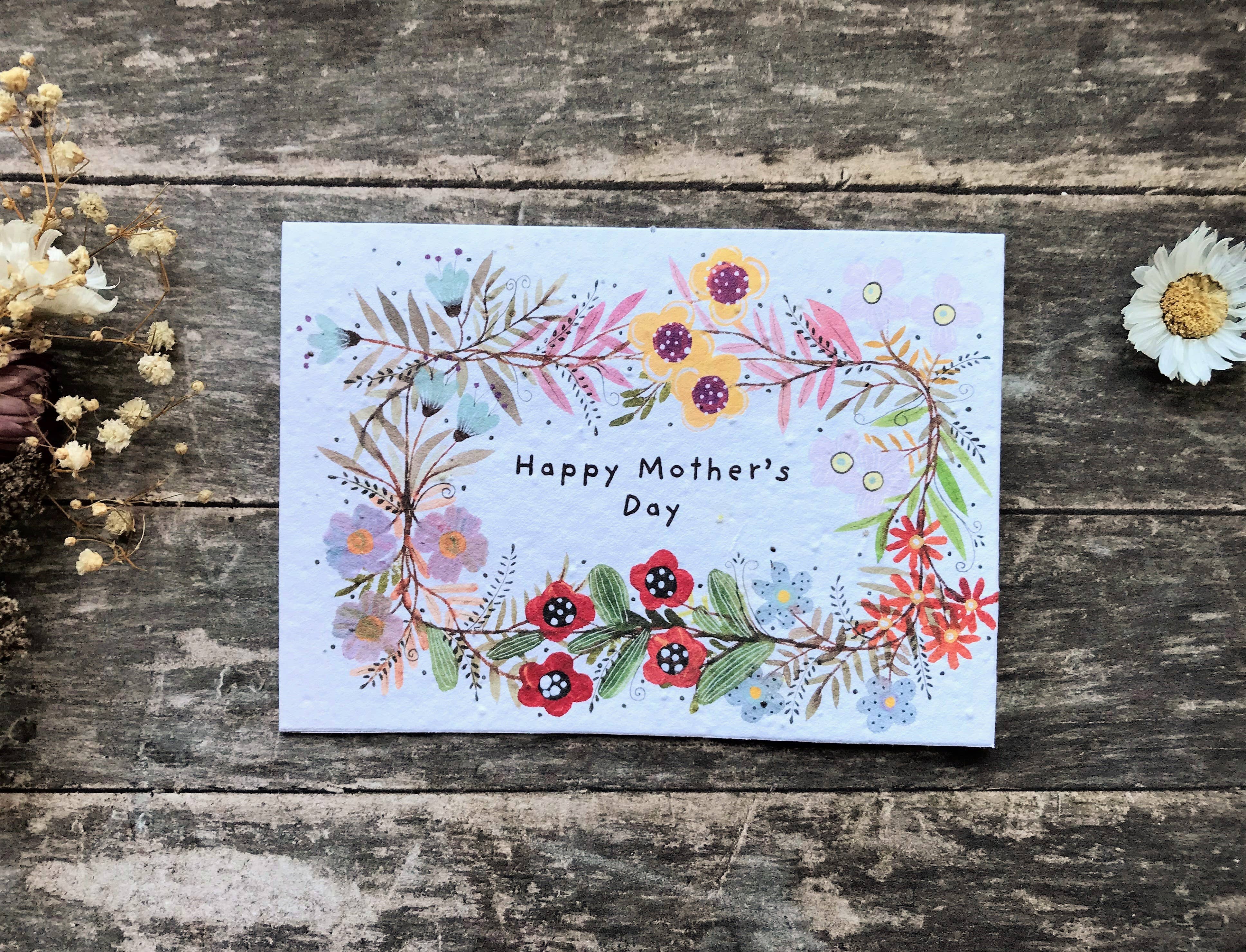 Erika's Whimsical Art – wholesale Mother’s Day card – Plantable Seed Paper Mother's Day Card, Blank Inside3