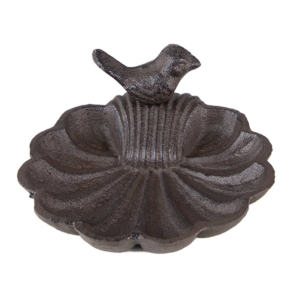 Clayre & Eef - Wholesale Bird Bath - 6Y5285 Bird Feeder Tray Shell Ø 14x5 cm Brown Iron0