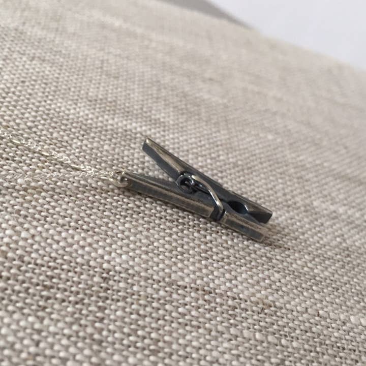 Clothespin Solid Sterling Silver Necklace -For my Clothes Pin Friend by iNk Jewelry for wholesale by iNk Jewelry