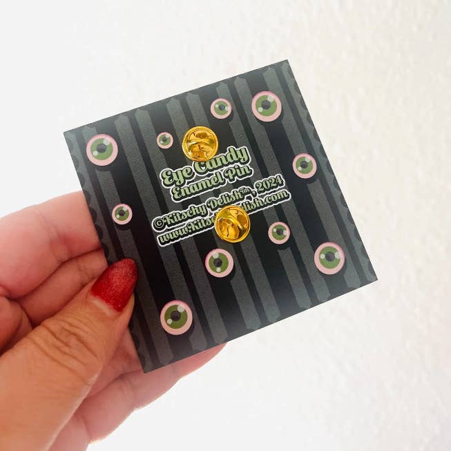Kitschy Delish - Venta al por mayor Botón/prendedor - Eye Candy, alfiler grande de esmalte suave que se abre