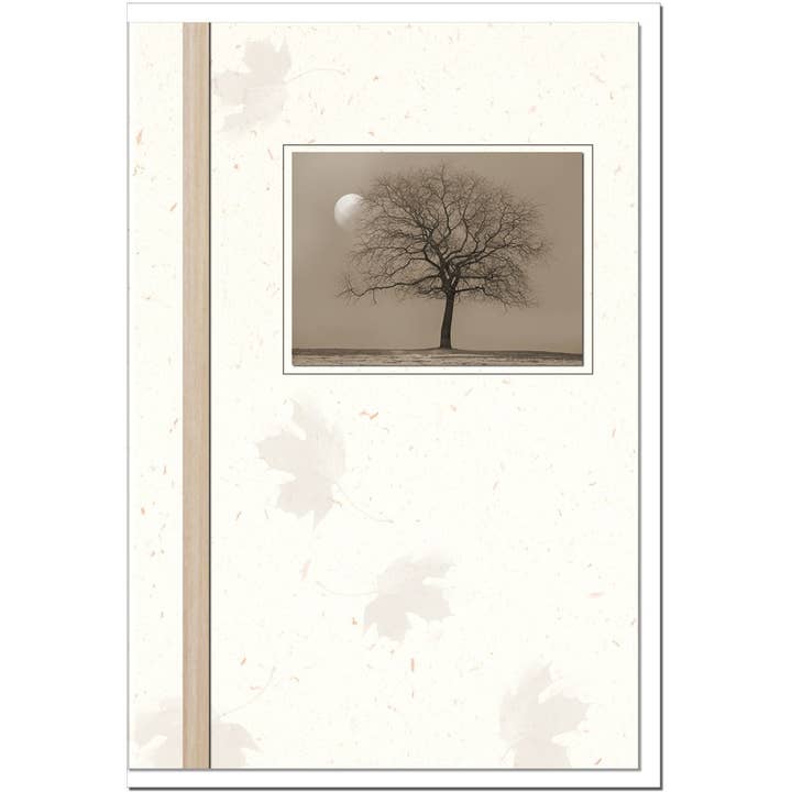 metALUm Carte de condoléances B6 – Arbre au crépuscule avec décoration en bois – Silence et éternité pour la vente par metALUm