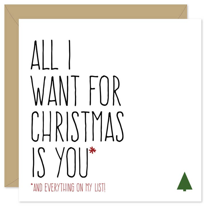 All I Want Is You Christmas Card for wholesale by Purple Tree Designs