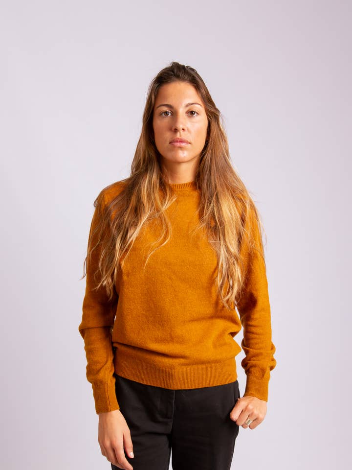 Lambswool Classic Sweater - Mustard for wholesale by ARMAZÉM DAS MALHAS