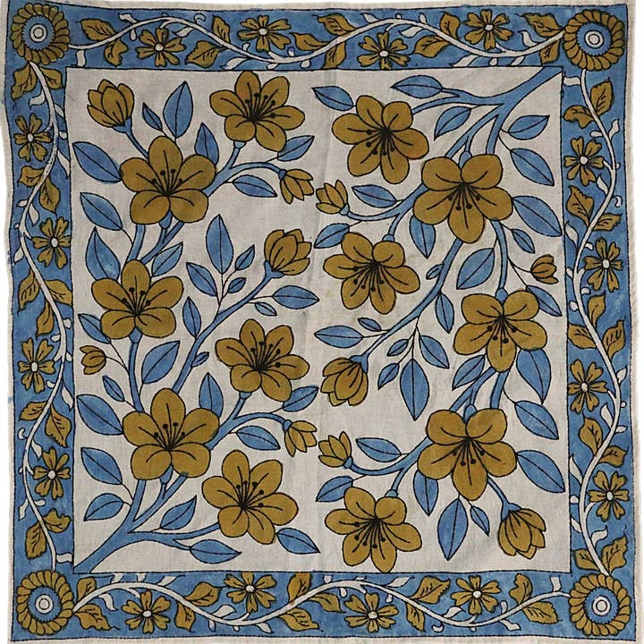 Cascata di Fiori di Senape - Bandana in Cotone Dipinto a Mano in Edizione Limitata per la vendita all'ingrosso da parte di White Lotus Fashions