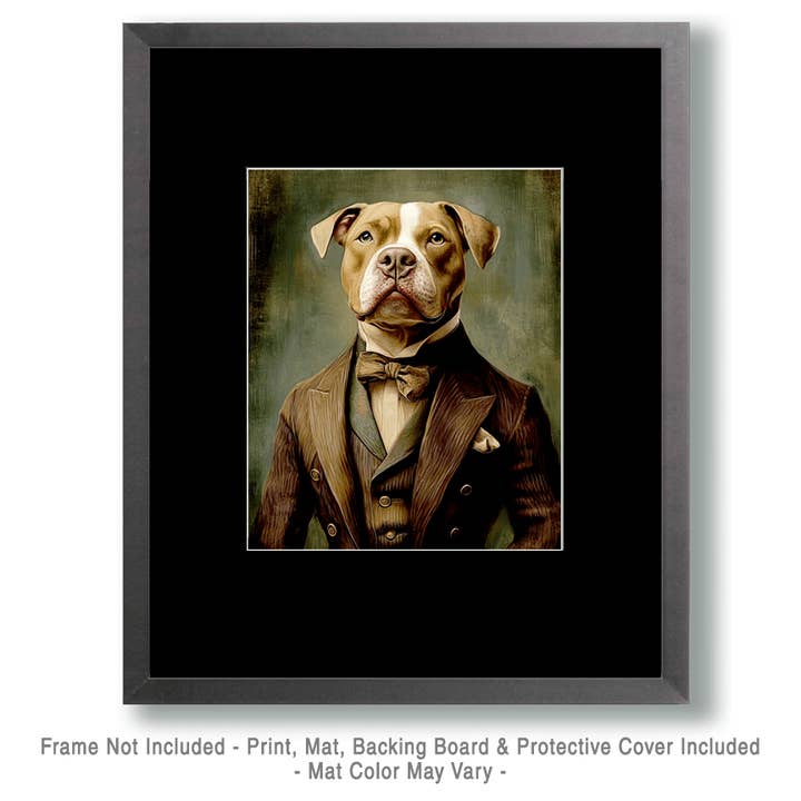 Mowbi - Wholesale Art Print - Mr. Pitbull - Anthropomorphic Animal Art Prints – 8″x10″ Artwork for 11″x14″ Frame