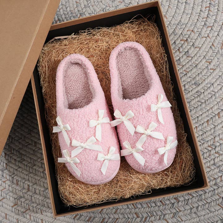 DOUBLJU - Wholesale Slippers - Women's - CUTE WARM HOME BOW COTTON SLIPPERS_CWSHS11531