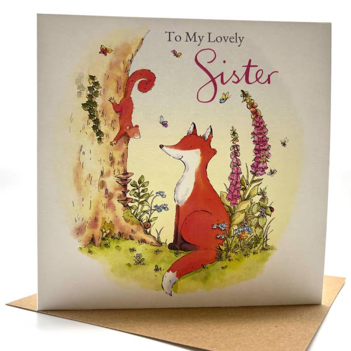 Birthday Card - Fox Sister Card for wholesale by Ink and Snail Limited
