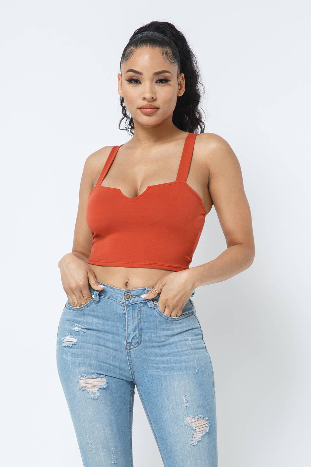 Julia by LoveJ - Wholesale Knit Top - Women's - V Cut Detail Sleeveless Crop Top12