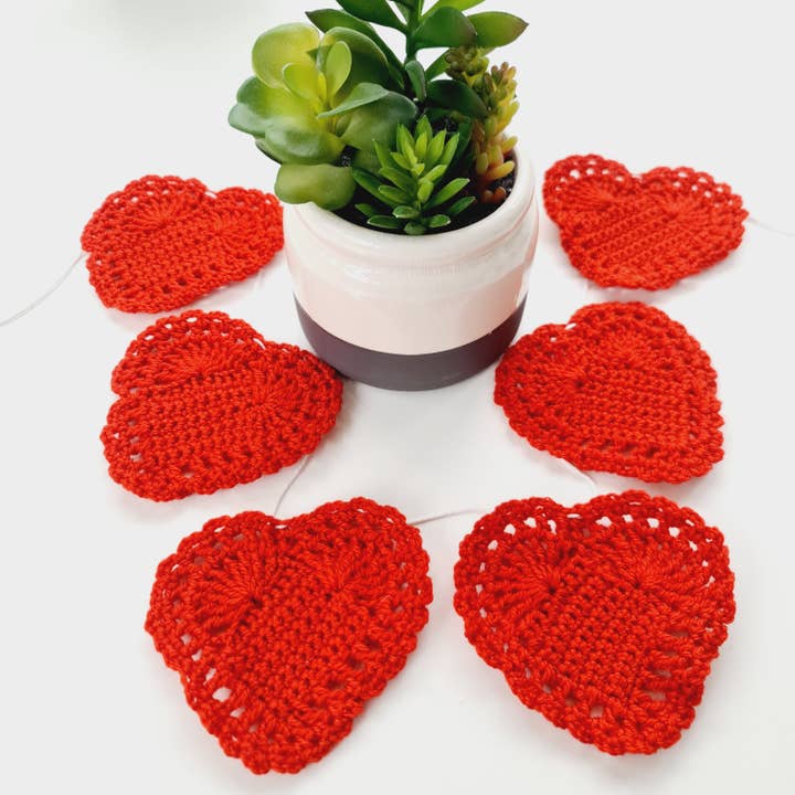 Hearts Garland or Coasters set of 6 for wholesale by Sarah Lou Crafts
