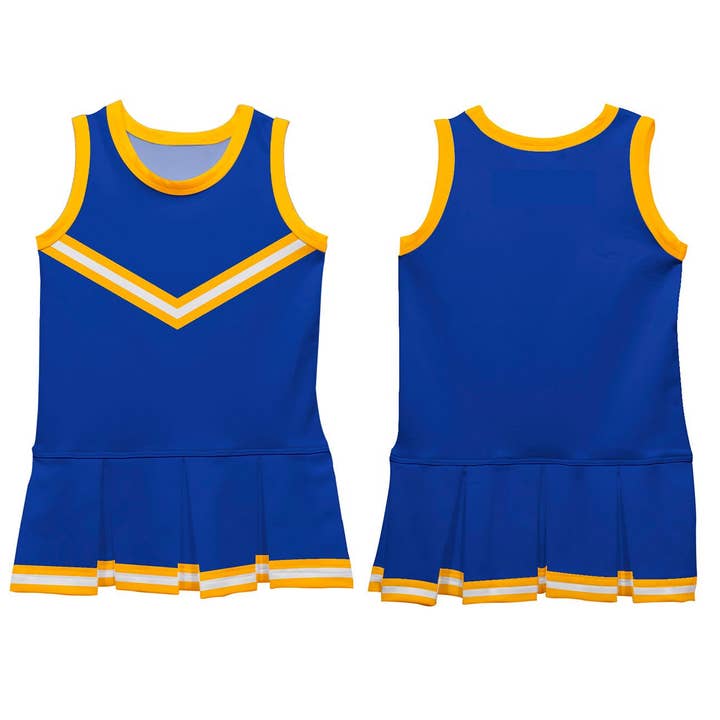 Vive La Fete - Wholesale Dress - Kids - Vive La Fete Blue Gold Sleeveless Cheerleader Dress