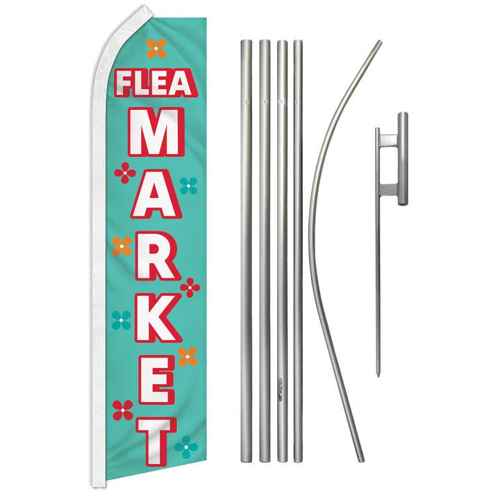Kit Super Drapeau & Mât Marché aux Puces (Fleurs) pour la vente par Flags Importer