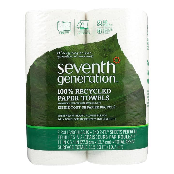 Ware Spark - Wholesale Paper Towels - Seventh Generation Recycled Paper Towels - White - Case Of 12 - 140 Sheets