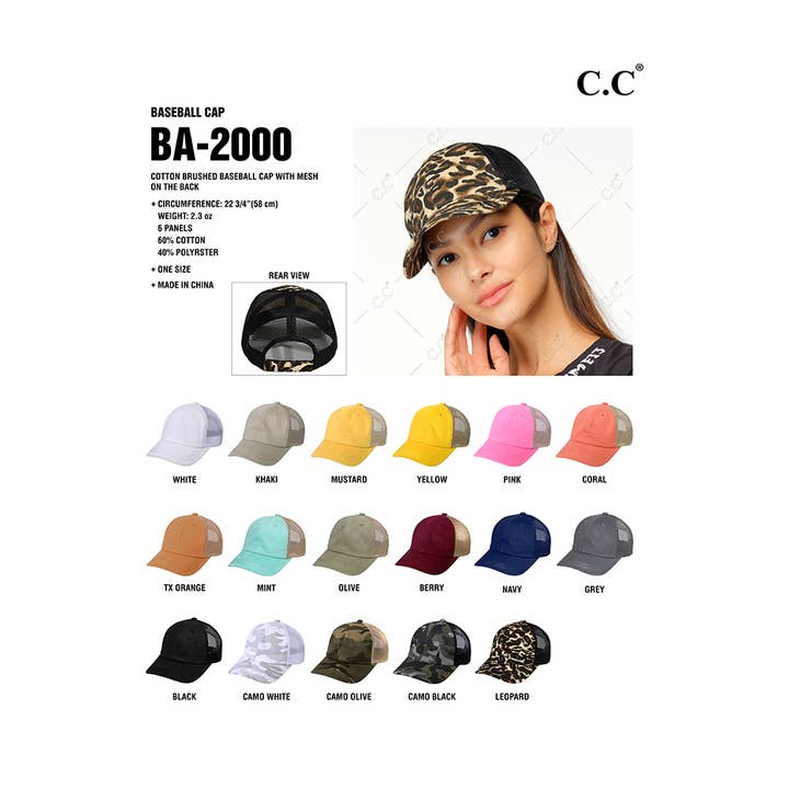 Hana - Wholesale Trucker Hat - Women's - C.C Cotton Brushed Baseball Cap