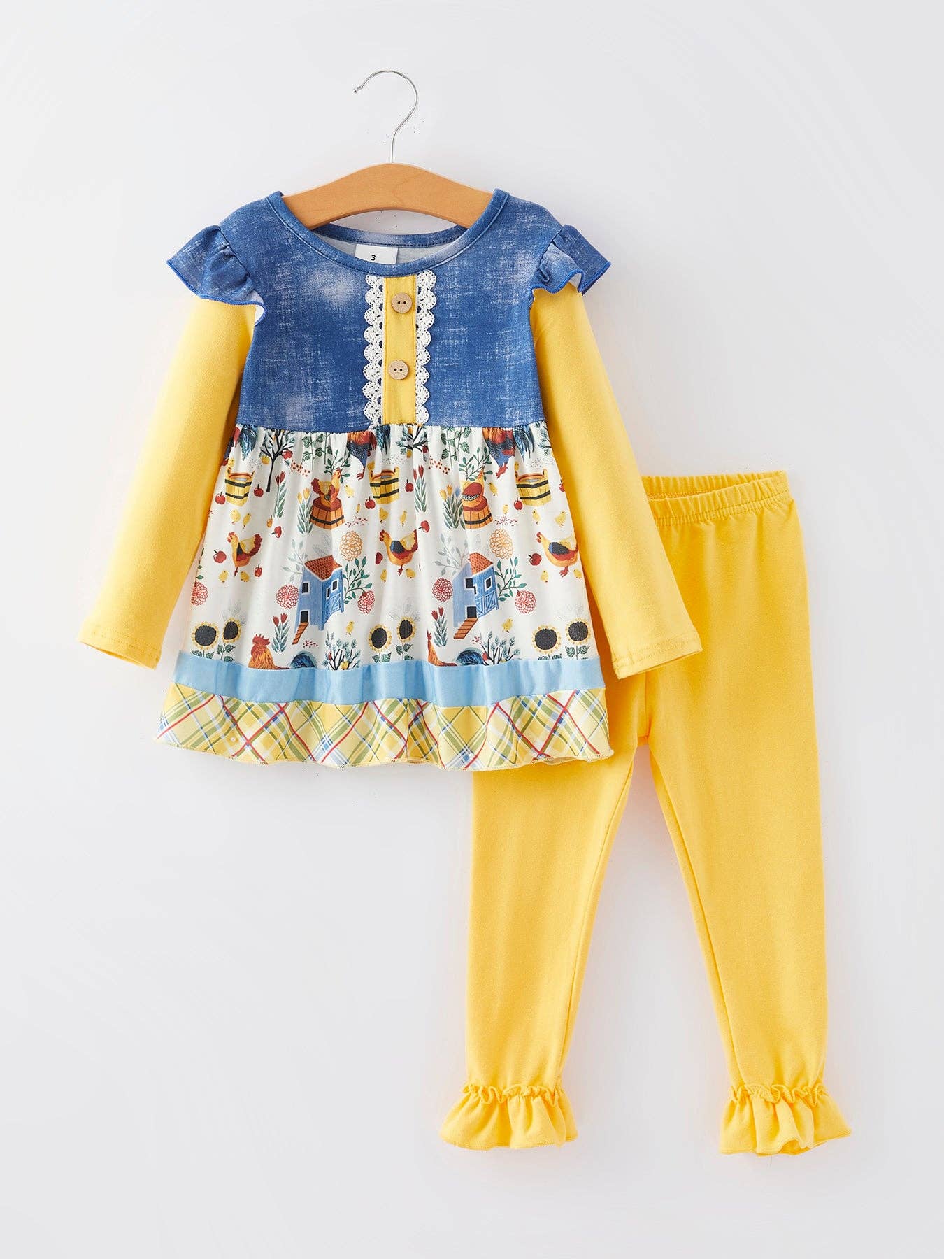 Rylee Faith Designs - Wholesale Top & Pant Set - Kids - Farm Print Girls Outfits Set3