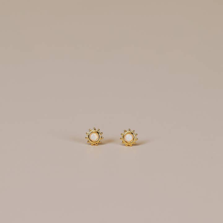 JaxKelly – wholesale Stud/post earrings – Sun Stud - White Opal - Gold Earrings4