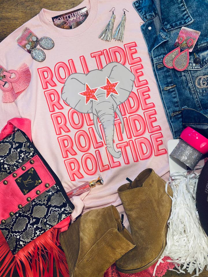 Southern Fashion – wholesale T-shirts med screentryck – Dam – Rulla Tidvåg - Ljusrosa & Mörkrosa Tailgating T-shirt