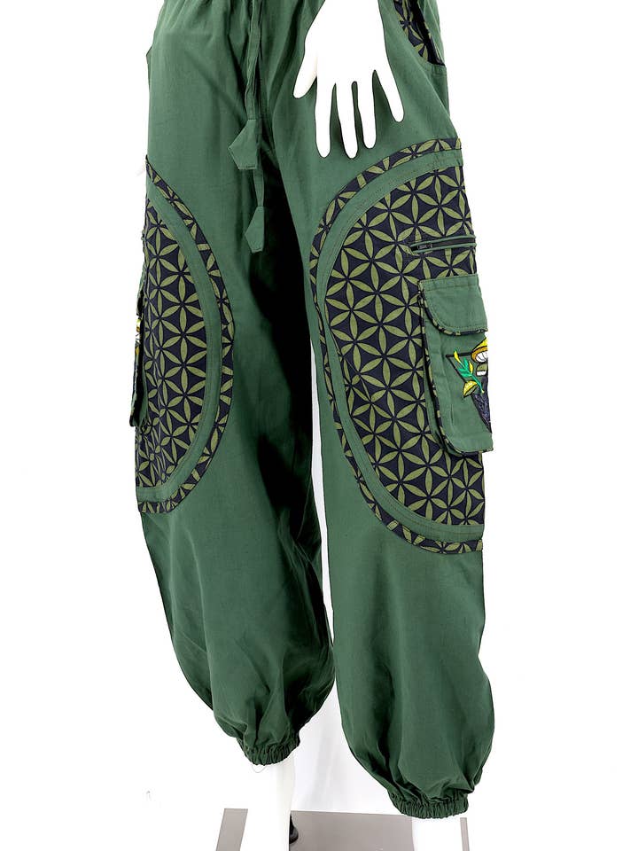 Himalaya Handmade - Wholesale Pants - Women's - Cotton Hippie Handmade Harem Mushroom Embroidered Bohemian Pants9