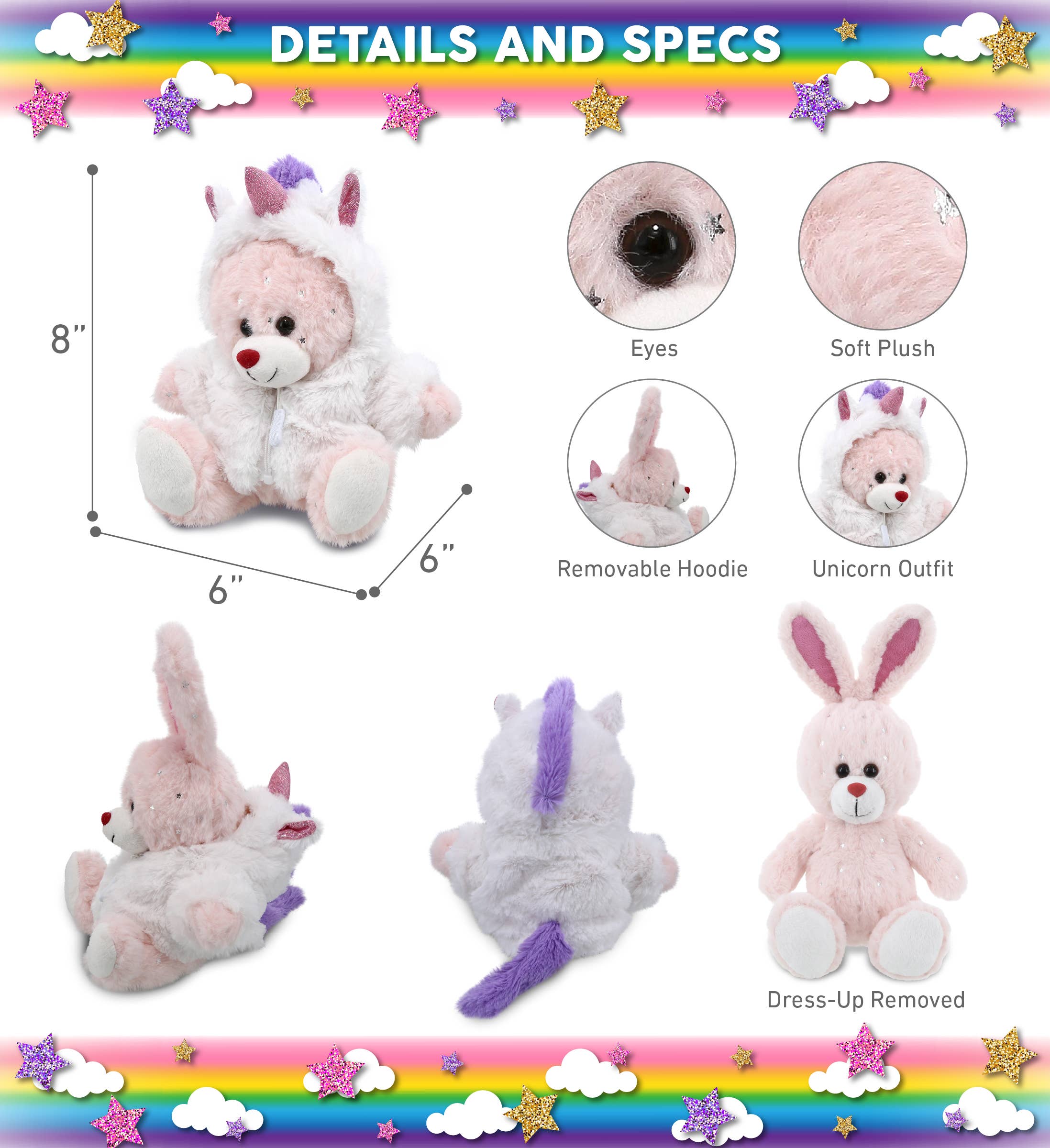 Cota Global - Wholesale Stuffed/Plush Toy - Kids & Baby - Plush Unicorn - Sparkling Plush - Rose Gold Bunny2