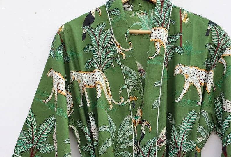 bhavnas boutique – Großhandel Bademantel – Damen – Damen Kimono-Bademantel mit Boho-Tiermotiv1