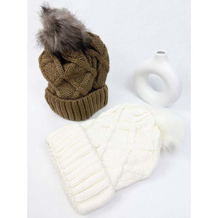 MIX COLOR Thick Cable Knit Beanie for wholesale on Faire1